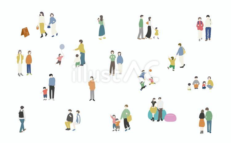 街の人たち　人物添景セット 人物,全身,女性のイラスト素材