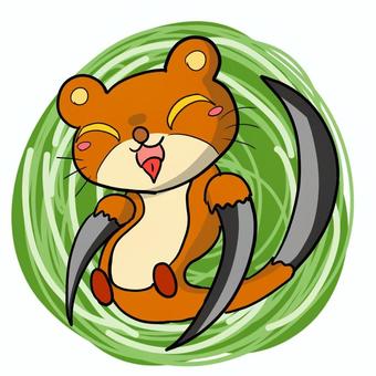 かまいたち(竜巻あり) かまいたち,妖怪,モンスター,竜巻,可愛い,ファンタジー,rpgのイラスト素材