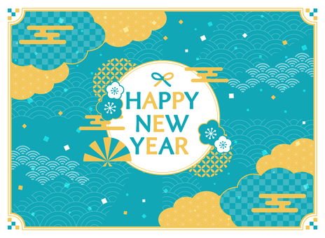 シンプルなお正月背景イラスト　青 チラシ,pop,ポスター,背景,広告,sns,web,おしゃれ,可愛い,アートのイラスト素材