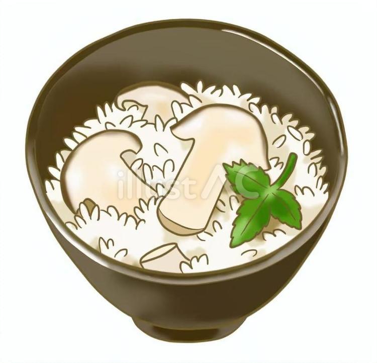 秋の味覚　きのこ料理　松茸ごはん マツタケ,ご飯,きのこのイラスト素材
