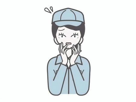 作業員女性｜あたふた 女性,作業員,上半身,シンプル,かわいい,ベクター,おしゃれ,作業着,製造業,スタッフのイラスト素材