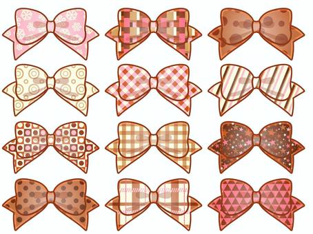 いろんなパターンチョコレート シームレス,brown,スウォッチ,dot,格子柄,chocolate,pink,ribbon,ドット,クリームのイラスト素材