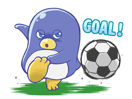 ペンギンサッカー　ゴール サッカー,動物,ペンギン,スポーツ,試合,応援,観戦,ゴール,得点,シュートのイラスト素材