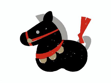 馬の干支飾り　午年　年賀素材 版画風 馬,午年,年賀状,年賀素材,版画,シルクスクリーン,スタンプ,置物,飾り,干支のイラスト素材