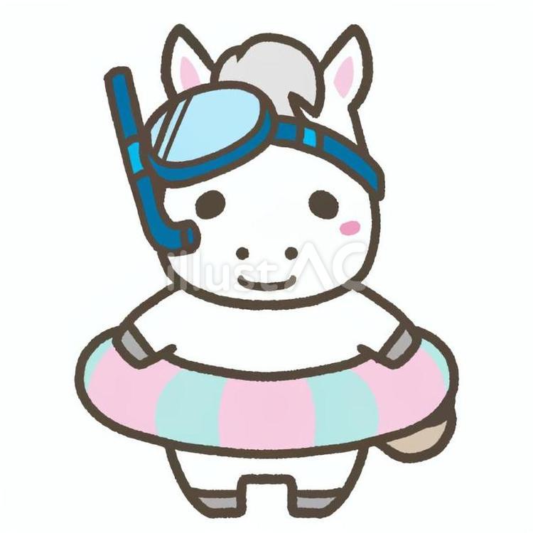 白馬と浮き輪 浮き輪,海,夏のイラスト素材