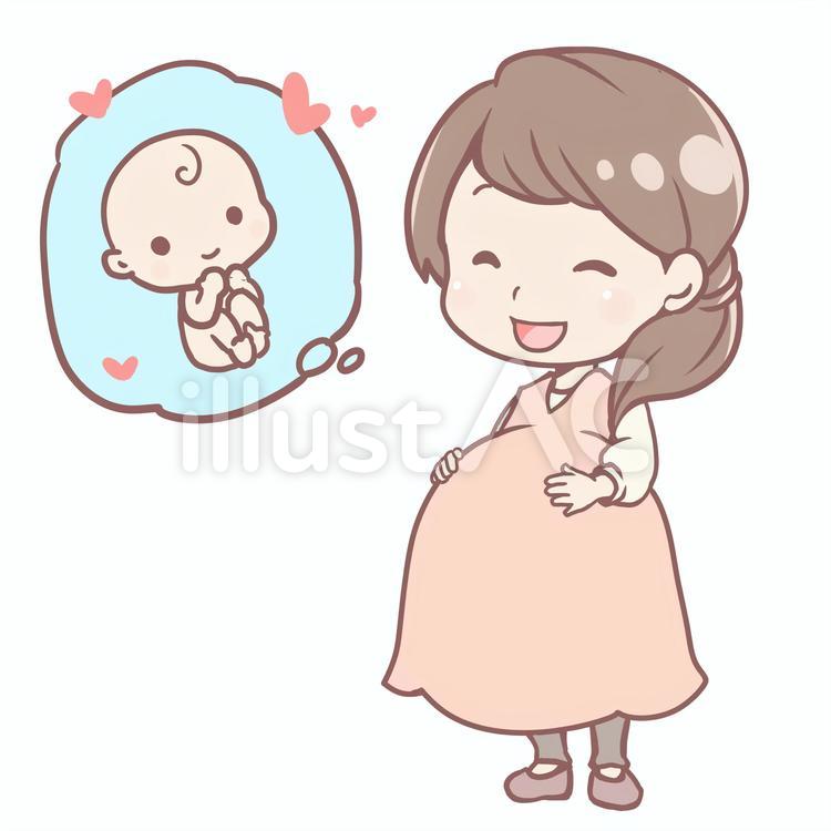 赤ちゃんのことを考える妊婦 妊婦,赤ちゃん,マタニティのイラスト素材