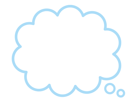 もくもく吹き出し　水色 2 吹き出し,ふきだし,フレーム,枠,もくもく,もこもこ,雲,考える,妄想,ふわふわのイラスト素材