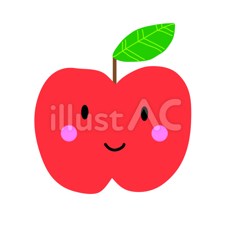 かわいい　りんごちゃん りんご,かわいい,赤のイラスト素材