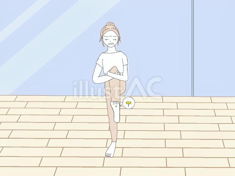 画鋲を踏んだダンサー（練習中） ダンサー,練習中,レッスンのイラスト素材