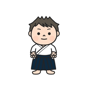 拳を腰に構えて気合いを入れる男の子4 袴,武道,道着,男の子,合気道,弓道,剣道,居相,部活,クラブ活動のイラスト素材