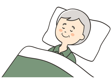 眠っているおじいさん 眠る,睡眠,寝る,就寝,昼寝,寝落ち,おやすみ,休憩,休息,安眠のイラスト素材