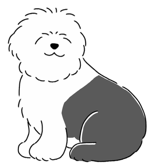 Illustration, dog, old english, sheepdog, 