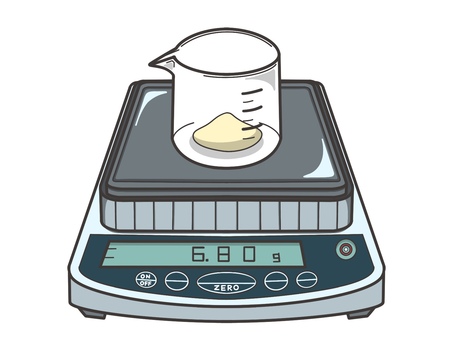 電子天秤 試薬を量っている状態 電子天秤,ビーカー,試薬,量る,理科,科学,化学,実験器具,シンプルのイラスト素材