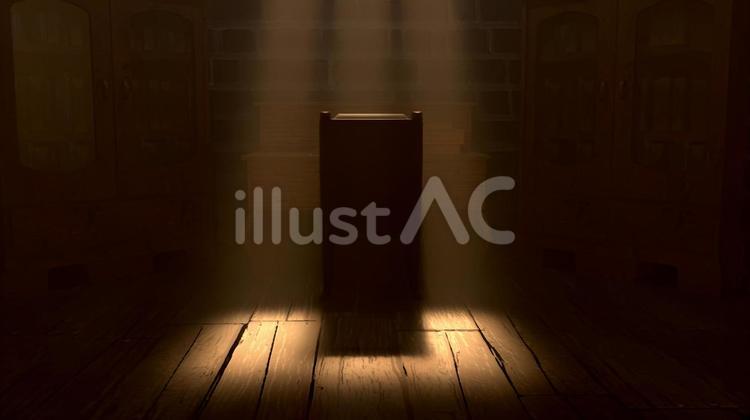 夕方の影に沈む書架 ファンタジー,書斎,本棚のイラスト素材