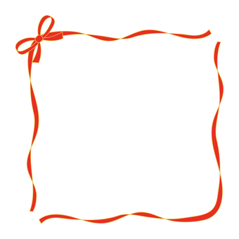 赤いリボンの四角フレーム リボン,手描き,フレーム,枠,飾り枠,赤,四角,スクエア,かわいい,ガーリーのイラスト素材