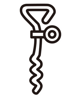 キャンプ用スクリューペグの線画アイコン ペグ,スクリューペグ,ネジ状,キャンプ,アウトドア,線画,アイコン,らせん状,ドリル型,回すのイラスト素材