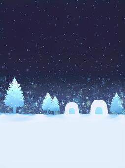 冬の便り 雪国のかまくらイラスト【4】 冬,雪国,かまくら,12月,1月,2月,雪祭り,お正月,縦長,雪のイラスト素材