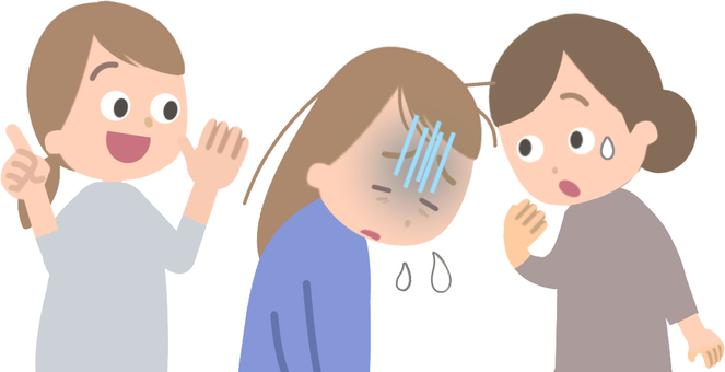 悪気ない発言に気まずくなる人と落ち込む人 悪気ない発言に気まずくなる人と落ち込む人 気まずい,落ち込む,悪気,励ます,女性,思いつめる,驚く,引く,ドン引き,3人のイラスト素材