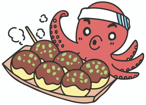 Illustration, takoyaki, octopus, food, 