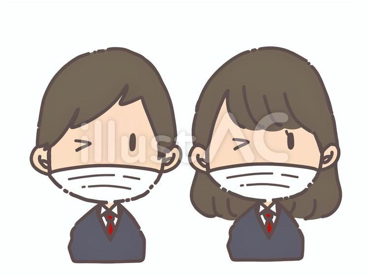 マスクを着用した男女 二人,マスク,マスク着用のイラスト素材