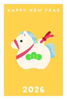 年賀状/馬鈴/黄 干支鈴,お馬さん,マーク,横,横顔,鈴,土産物,縁起物,土産,お土産のイラスト素材