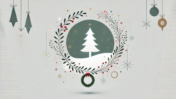 洗練されたクリスマスツリーとリース