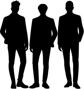 男性3人組グループのシルエット 男性グループ,アイドル,3人組,シルエット,ダンスユニット,ボーカルグループ,バンド,パフォーマー,ライブ,イベントのイラスト素材