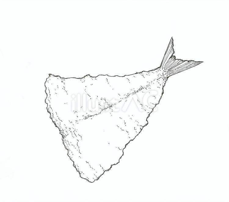 【手描き】アジフライの線画イラスト アジフライ,魚,揚げ物のイラスト素材