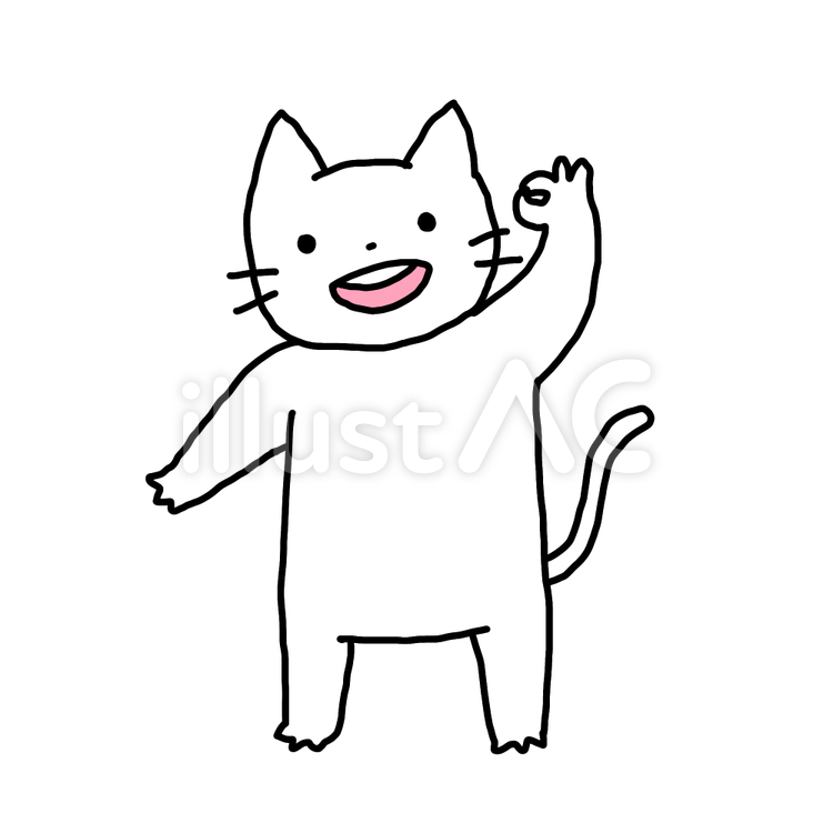OKするねこ ねこ,猫,白猫のイラスト素材