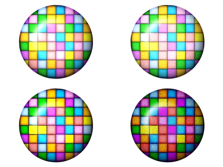 タイル風の丸いアイコン タイル風の丸いアイコン タイル,アイコン,ボタン,ザラザラ,ノイズ,モザイク,丸,カラフル,セットのイラスト素材