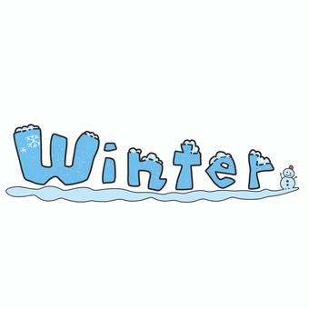 winter winter 冬,英語,手書き,冷たい,氷,雪だるま,雪,winterのイラスト素材