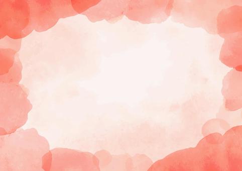 水彩背景_朱色03 朱色,水彩,背景,フレーム,赤,洗朱色,スカーレット,レッド,水彩画,手描きのイラスト素材