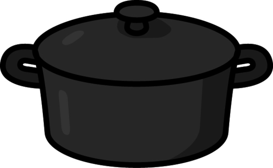 黒の鍋です。 鍋,シンプル,両手鍋,料理,煮込み,キッチン,調理,オーブン対応,業務用,家庭用のイラスト素材