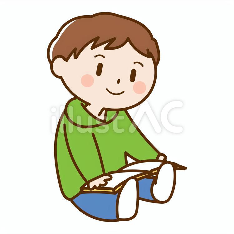 本を読んでいる男の子のイラスト 本,読書,男の子のイラスト素材