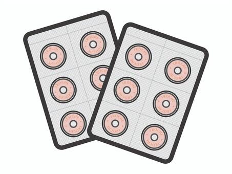 薬（トローチ・シート２枚）01-01 薬,トローチ,喉,ブリスターパック,ptpシート,薬局,病院,病気,治療,アイコンのイラスト素材