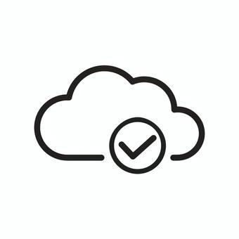 クラウド・チェックマーク（黒） クラウド,クラウドサービス,アイコン,チェックマーク,完了,雲,黒,シンプル,uiデザイン,ボタンのイラスト素材