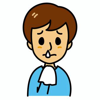 若い男性　鼻水 鼻水,男性,風邪,インフルエンザ,病気,鼻炎,アレルギー,花粉症,症状,若いのイラスト素材