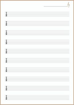 タブ譜／ギター譜面用紙（A4サイズ_縦） タブ譜,tab,タブ,譜面,楽譜,ギター,音楽,６弦,弦楽器,ミュージックのイラスト素材