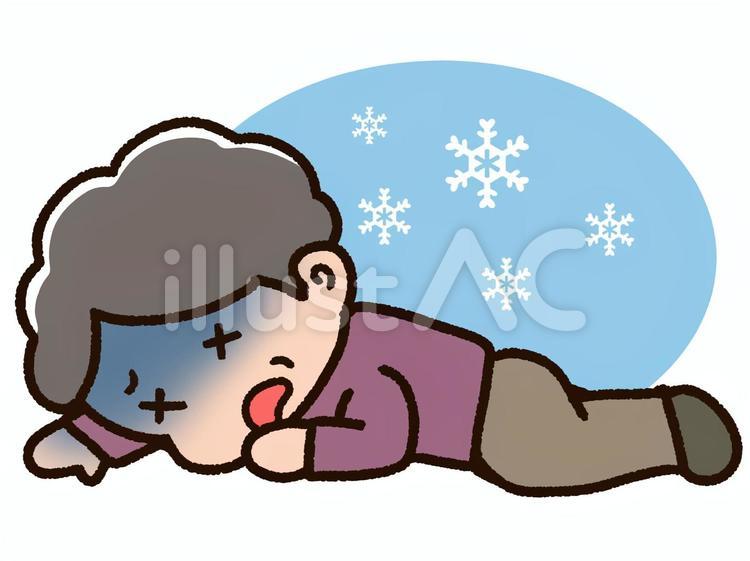 低体温症で倒れている高齢女性 低体温症,老人,女性のイラスト素材