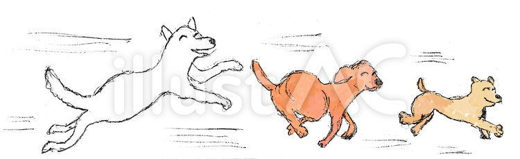 年賀状素材(走る犬)　(透過) 犬,走る犬,笑う犬のイラスト素材