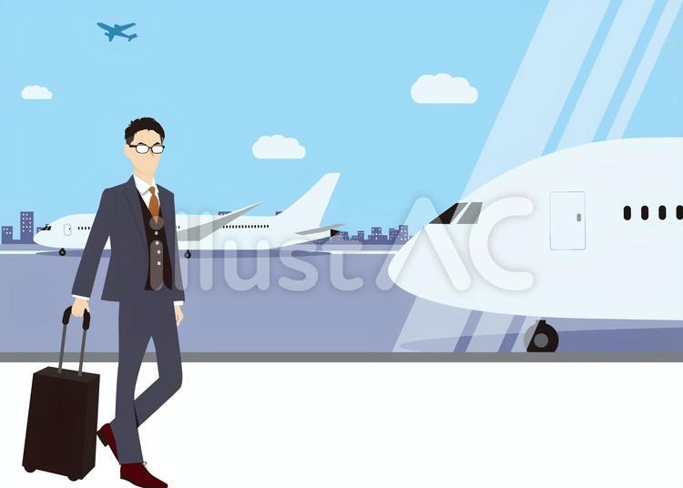 出張　海外出張　飛行機　空港 飛行機,空港,空のイラスト素材