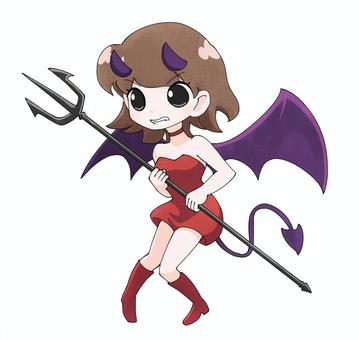 悪魔風の女子1 悪魔,デビル,小悪魔,翼,槍,ファンタジー,devil,女の子,女子,女性のイラスト素材