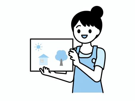 読み聞かせをする先生のイラスト03 人物,女性,20代,30代,40代,保育士,保母,幼稚園教諭,介護士,介護福祉士のイラスト素材