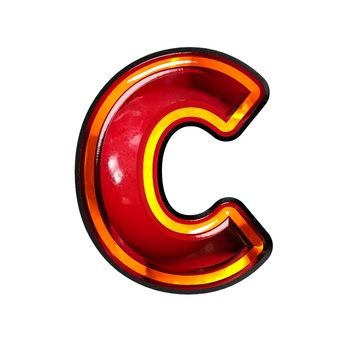ebin_C 文字,ギラギラ,立体,メタリック,赤色,アルファベット,c,チラシのイラスト素材