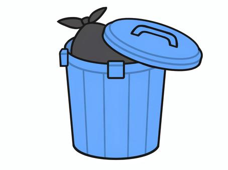 黒いゴミ袋が入ったポリバケツゴミ箱 生活,ゴミ箱,ポリバケツ,袋,蓋のイラスト素材