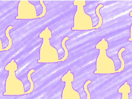 猫のパターン（紫） 猫,パターン,動物,生き物,ペット,紫,手描き,シルエット,可愛い,陰のイラスト素材