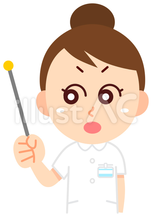 指示棒を持つ看護師　女性（上半身） 看護師,介護士,ナースのイラスト素材