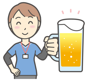  訪問看護師女性-433-バスト ビール,笑顔,訪問看護師,看護師,女性,医療,病院,介護,ナース,在宅看護のイラスト素材