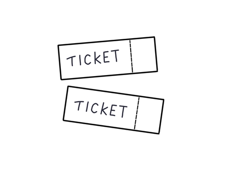 チケットの線画イラスト チケット,線画,シンプル,手描き,塗り絵,イベントのイラスト素材