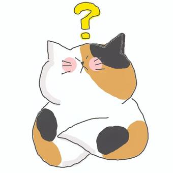 ？ かわいい,？,はてな,疑問,不明,わからない,謎,なぜ,なんで,ねこのイラスト素材